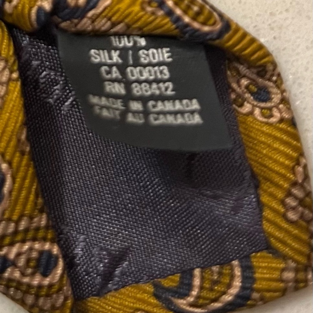 VTG Christian Dior Silk Paisley Tie Mustard Gold Vintage luxury designer - Picture 7 of 8